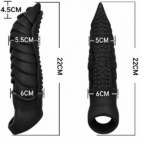 8 Inches Black Monster Silicone Penis Sleeve